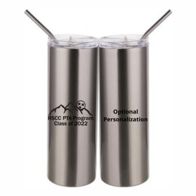 RSCCPTA22 Personalized  - 20 oz Stainless Silver Skinny Tumbler with Stainless Straw and Lid Thumbnail
