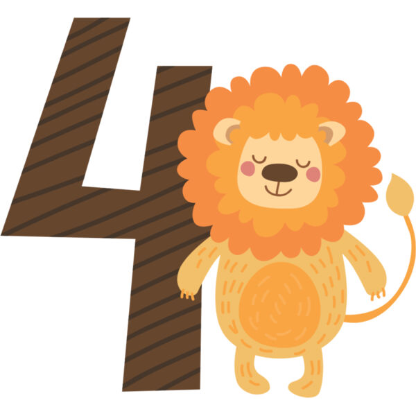 Four Birthday Animal Lion Number 1 Thumbnail